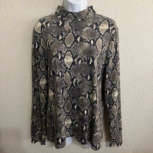 Snake Print Mock Turtleneck